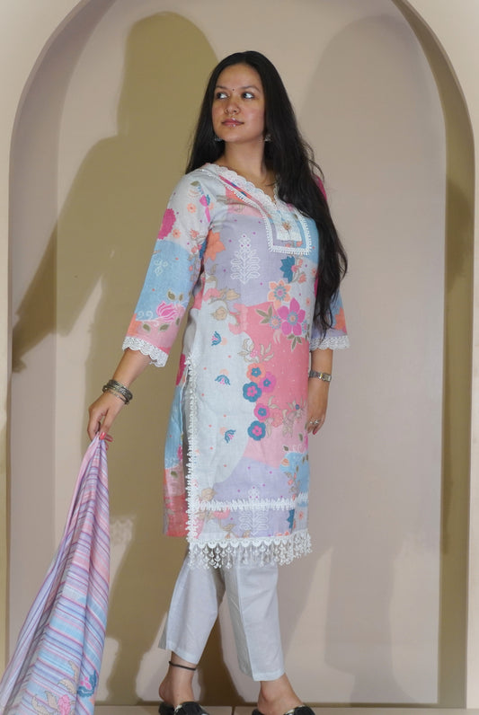 Amer Phool pastel floral suit