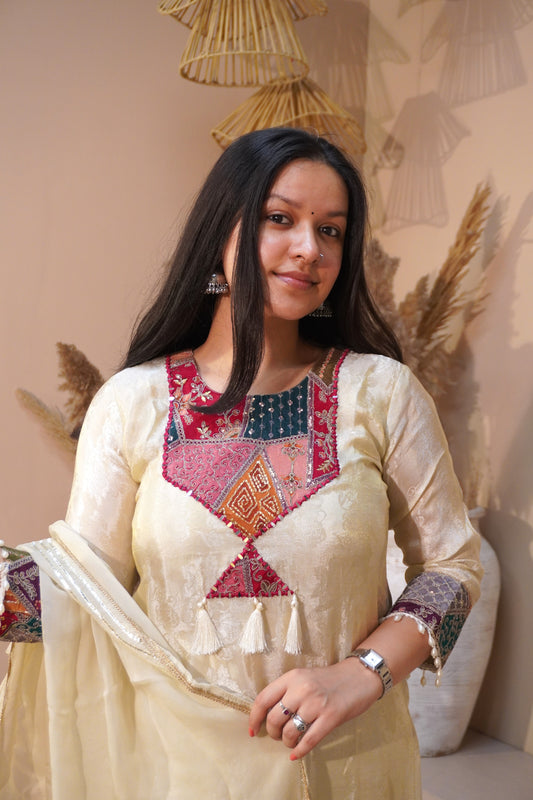 Kesar Padmini ivory suit set