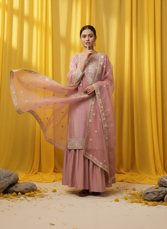 Aamer Gulab – Jaipuri Tissue Sharara Set