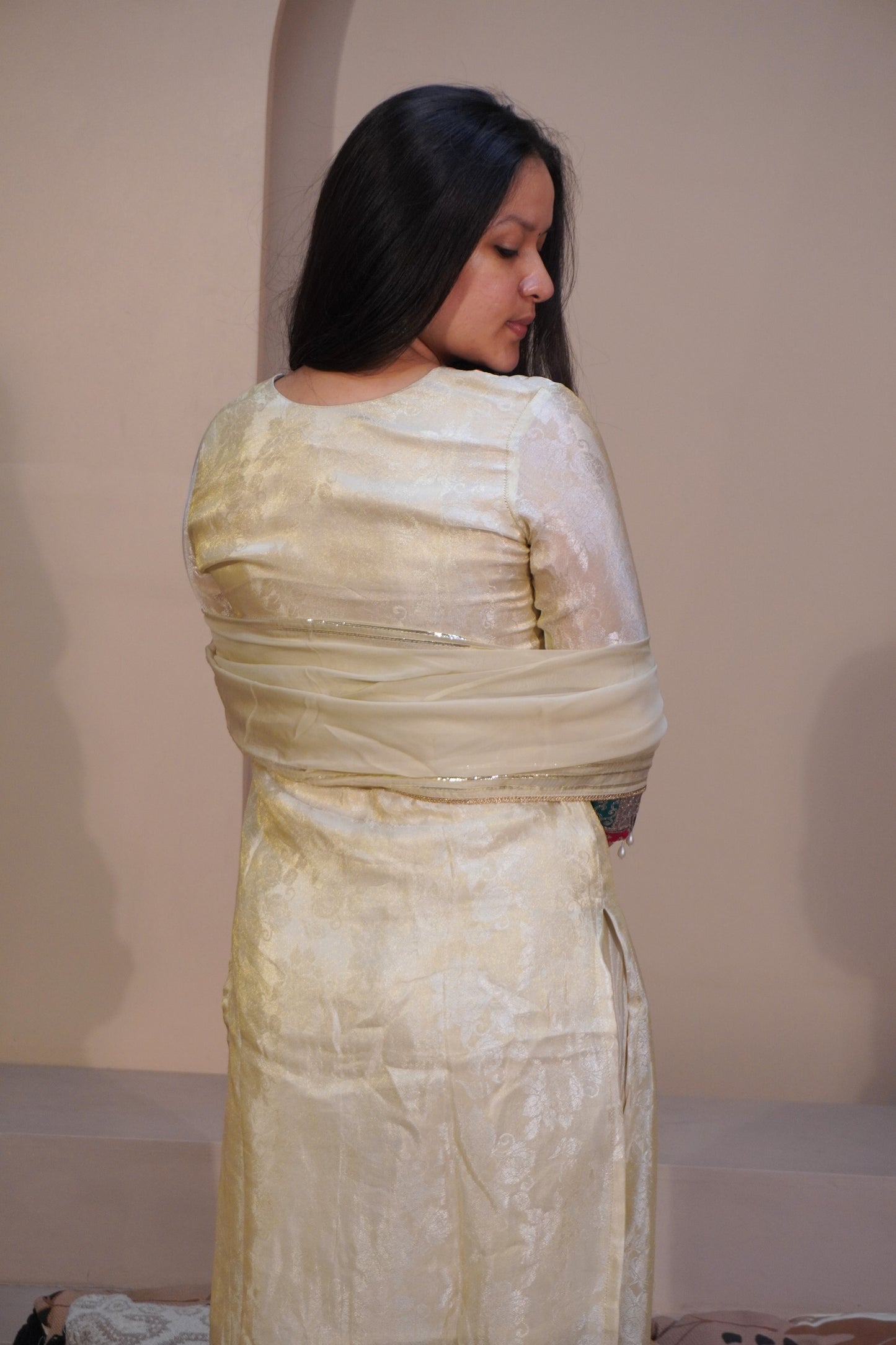 Kesar Padmini ivory suit set