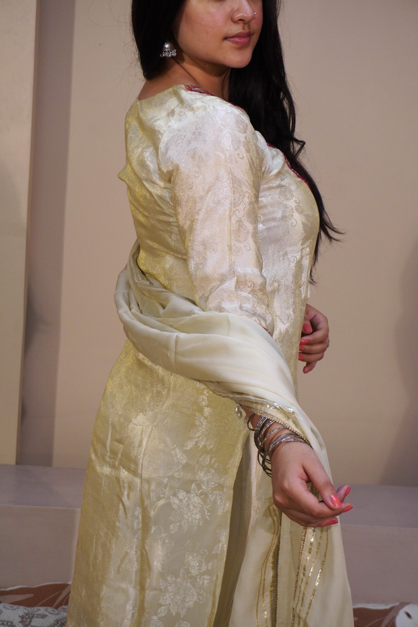 Kesar Padmini ivory suit set