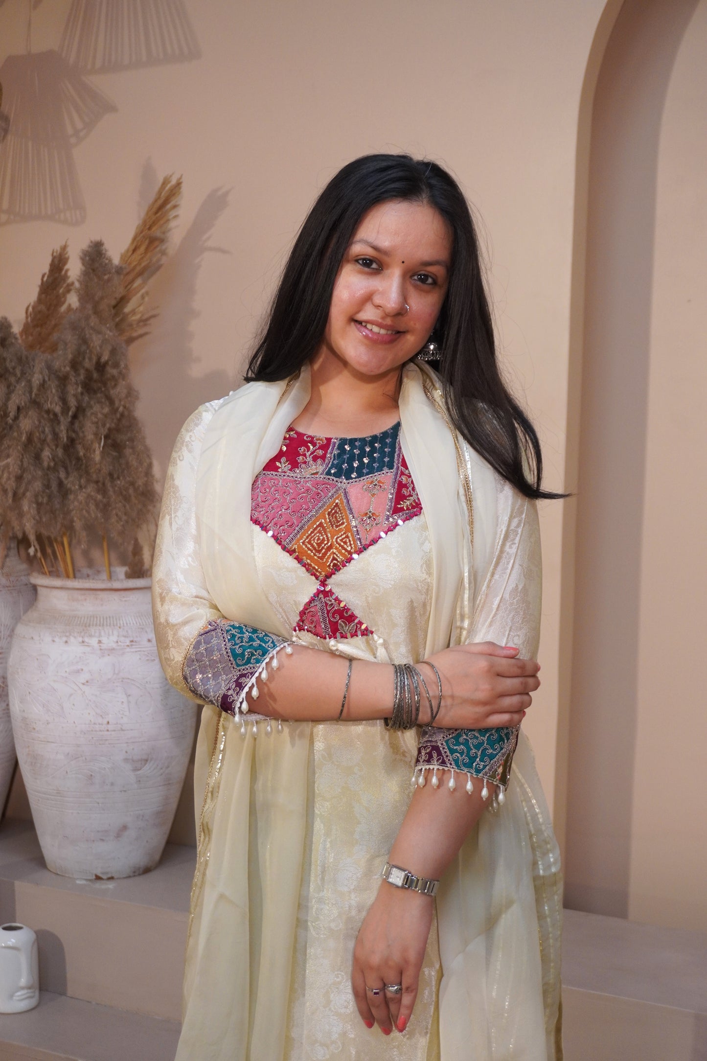 Kesar Padmini ivory suit set