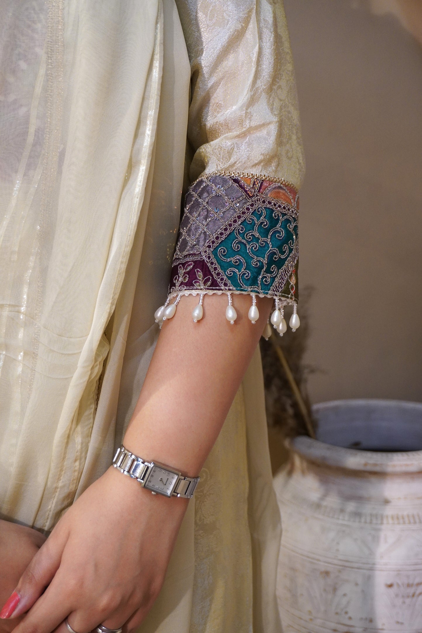 Kesar Padmini ivory suit set