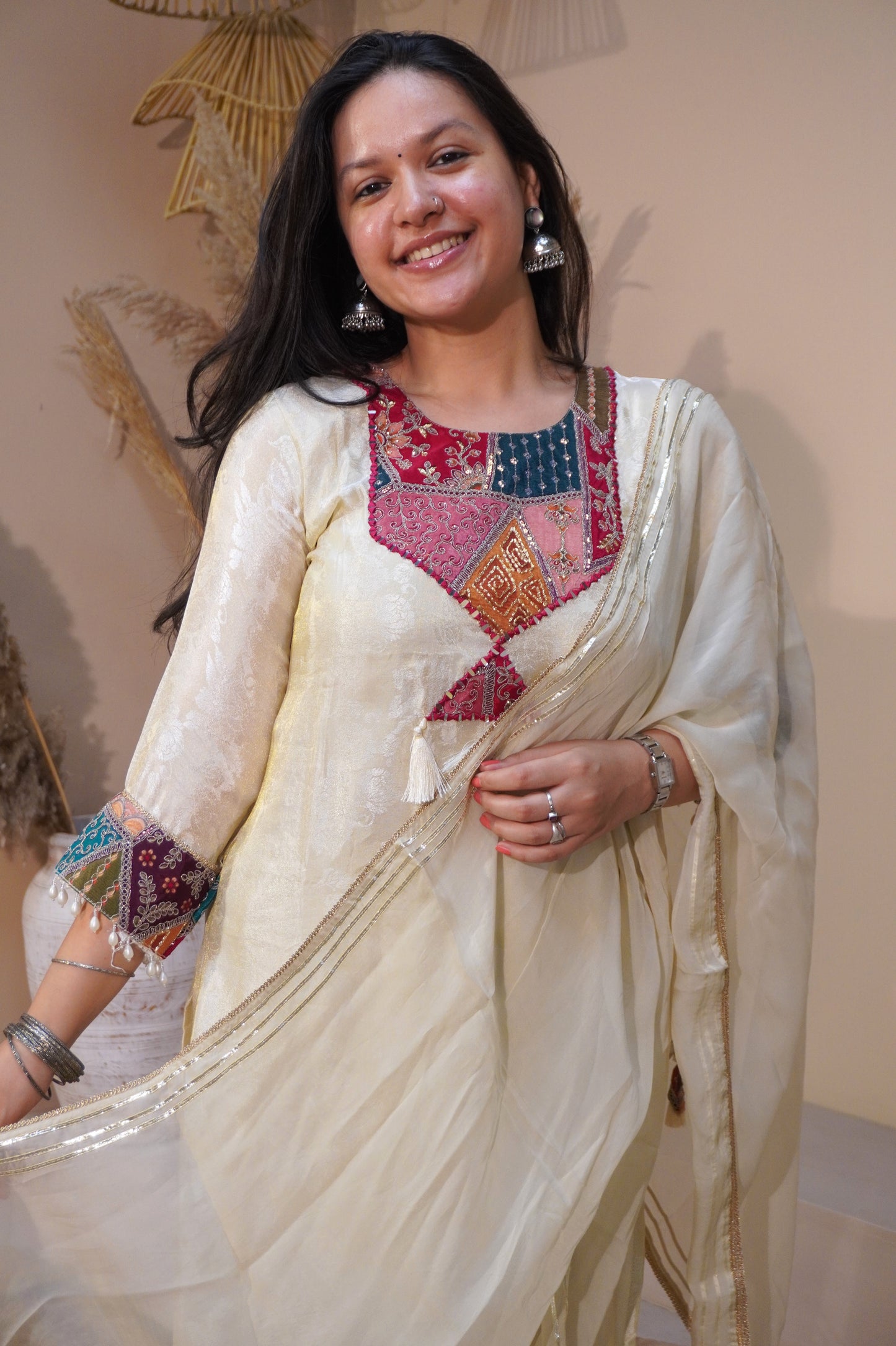 Kesar Padmini ivory suit set